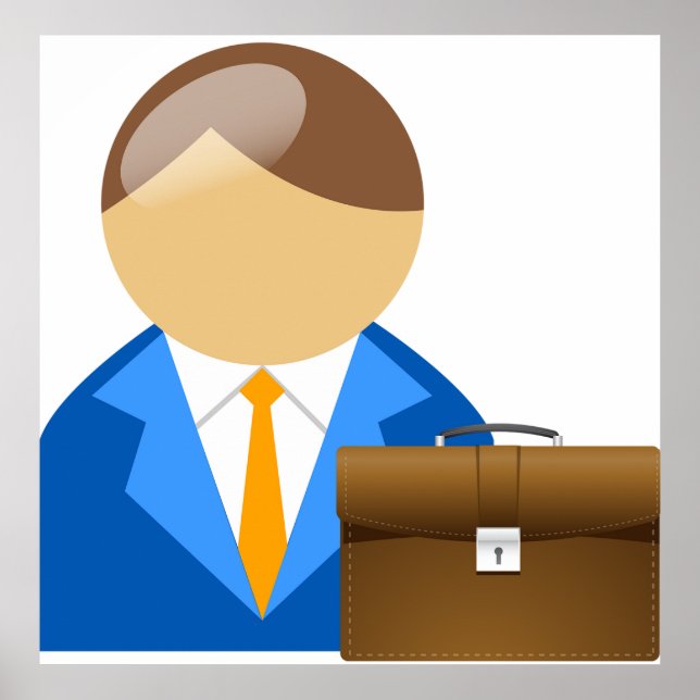 Professional Businessman Icon with Briefcase Poster (Front)