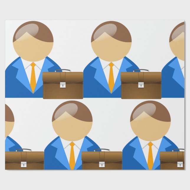 Professional Businessman Icon with Briefcase Wrapping Paper (Flat)