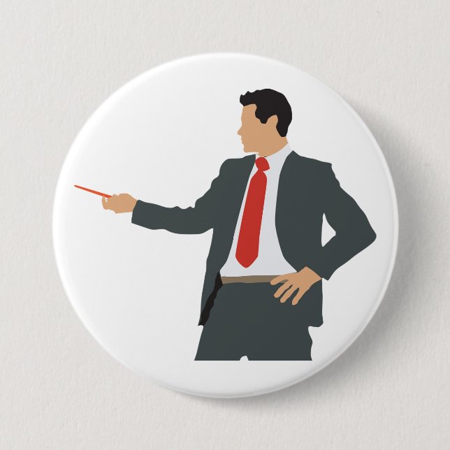 Professional Businessman in Suit with Pointer Button (Front)