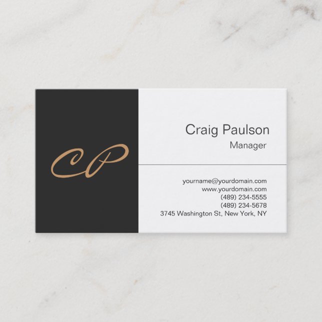 Professional Calligraphic Monogram Business Card (Front)