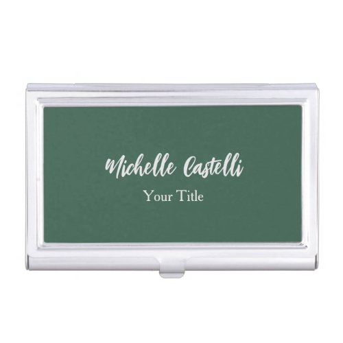 Professional Calligraphy Modern Minimalist Green Business Card Case