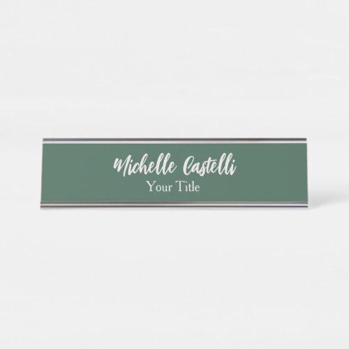 Professional Calligraphy Modern Minimalist Green Desk Name Plate