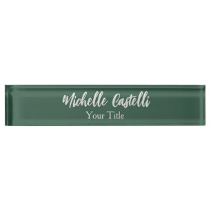 Professional Calligraphy Modern Minimalist Green Desk Name Plate