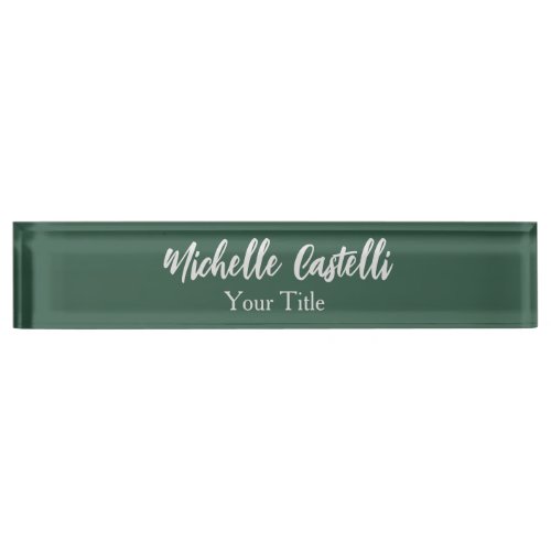 Professional Calligraphy Modern Minimalist Green Desk Name Plate