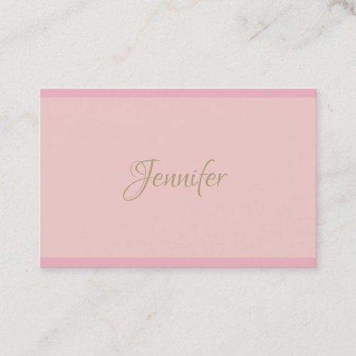 Professional Calligraphy Modern Pink Elegant Gold Business Card