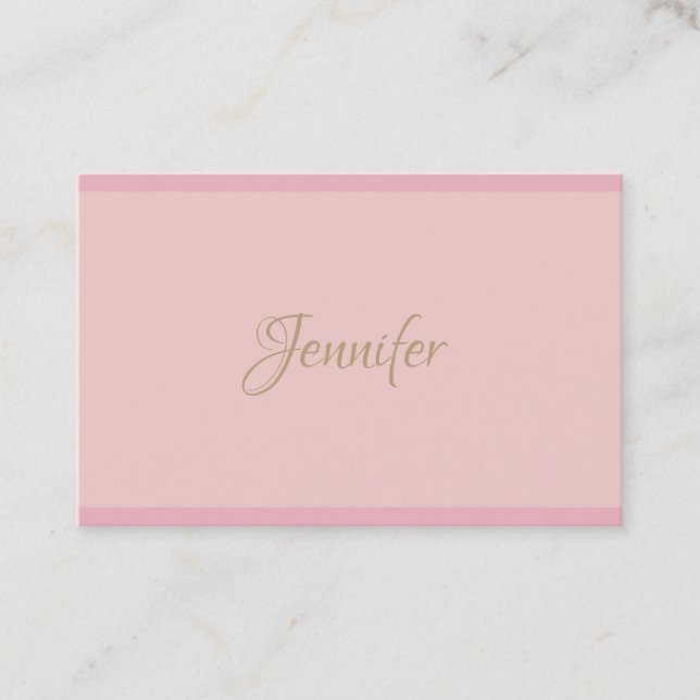 Professional Calligraphy Modern Pink Elegant Gold Business Card (Front)