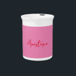 Professional calligraphy name custom pink beverage pitcher<br><div class="desc">This template can be customized to meet all professional occupations.</div>