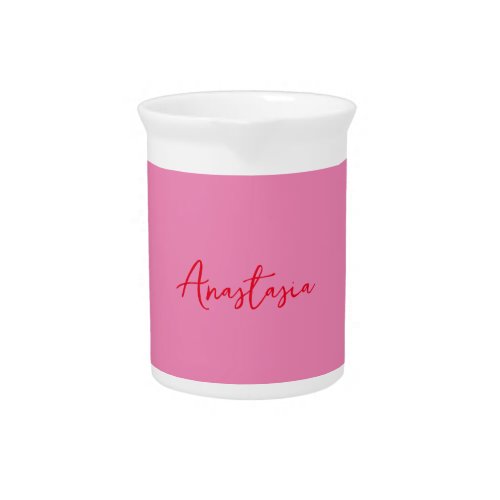 Professional calligraphy name custom pink beverage pitcher