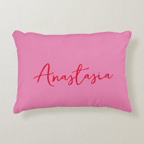 Professional calligraphy name custom pink blue accent pillow