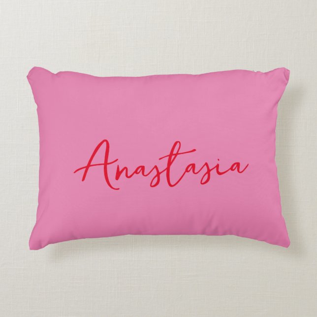 Professional calligraphy name custom pink blue accent pillow (Front)