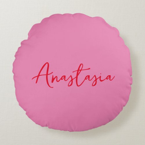 Professional calligraphy name custom pink blue round pillow