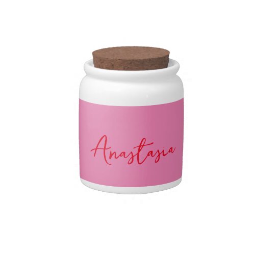 Professional calligraphy name custom pink candy jar