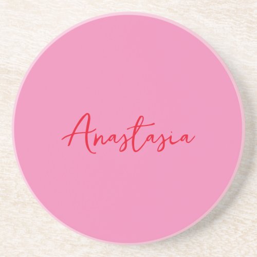 Professional calligraphy name custom pink coaster