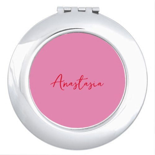 Professional calligraphy name custom pink compact mirror