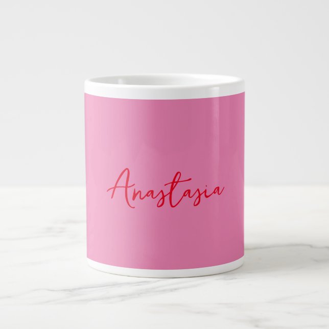Professional calligraphy name custom pink giant coffee mug (Front)