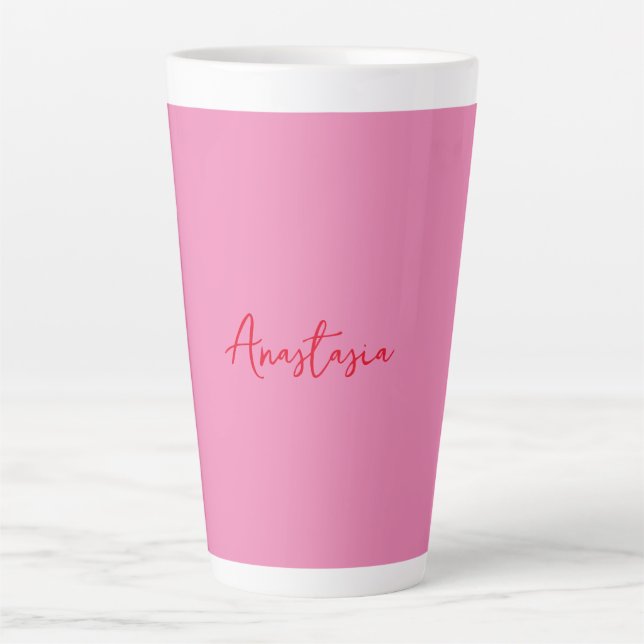 Professional calligraphy name custom pink latte mug (Front)
