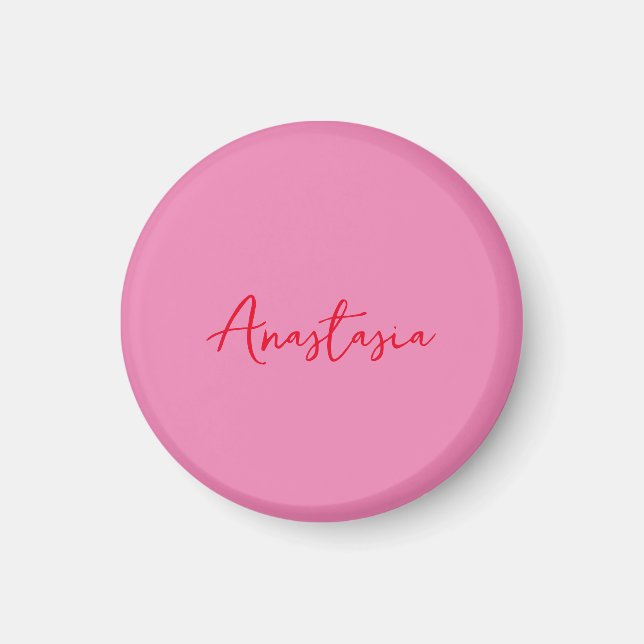Professional calligraphy name custom pink magnet (Front)