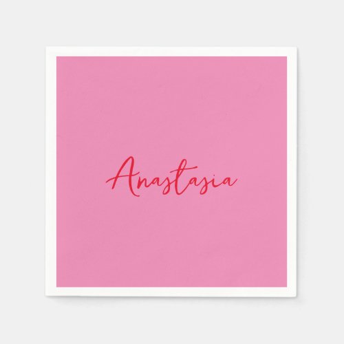 Professional calligraphy name custom pink napkins