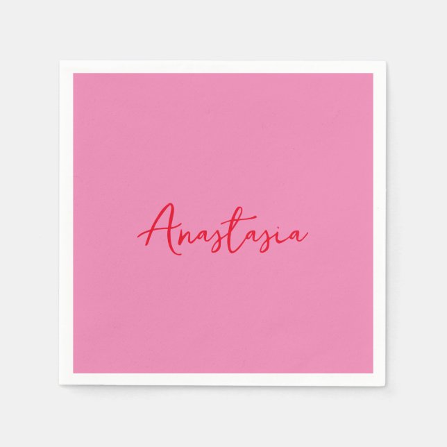 Professional calligraphy name custom pink napkins (Front)