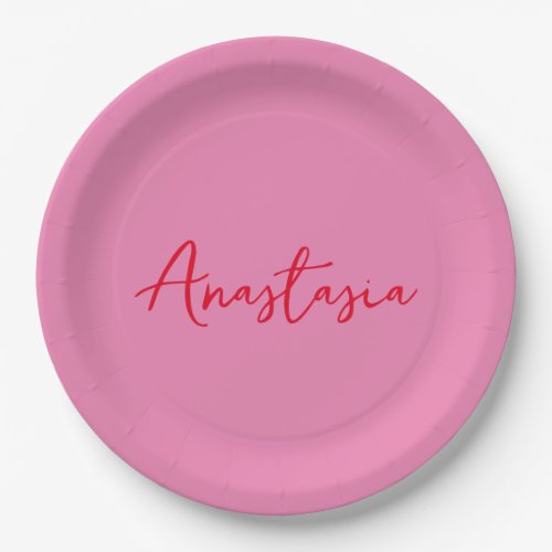 Professional calligraphy name custom pink paper plates