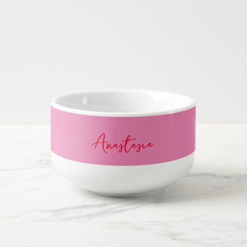 Professional calligraphy name custom pink soup mug