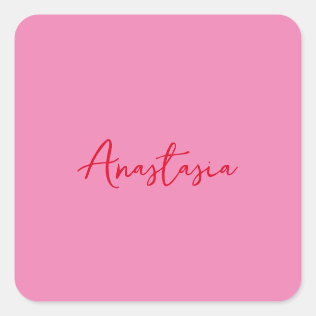 Professional calligraphy name custom pink square sticker (Front)