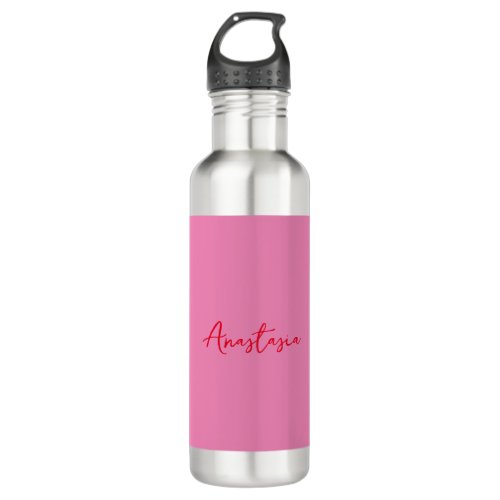 Professional calligraphy name custom pink stainless steel water bottle