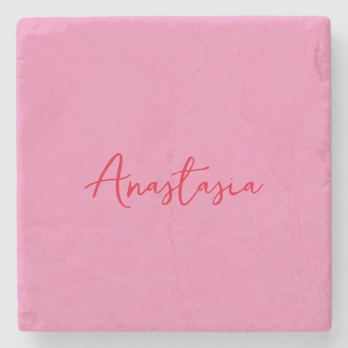 Professional calligraphy name custom pink stone coaster