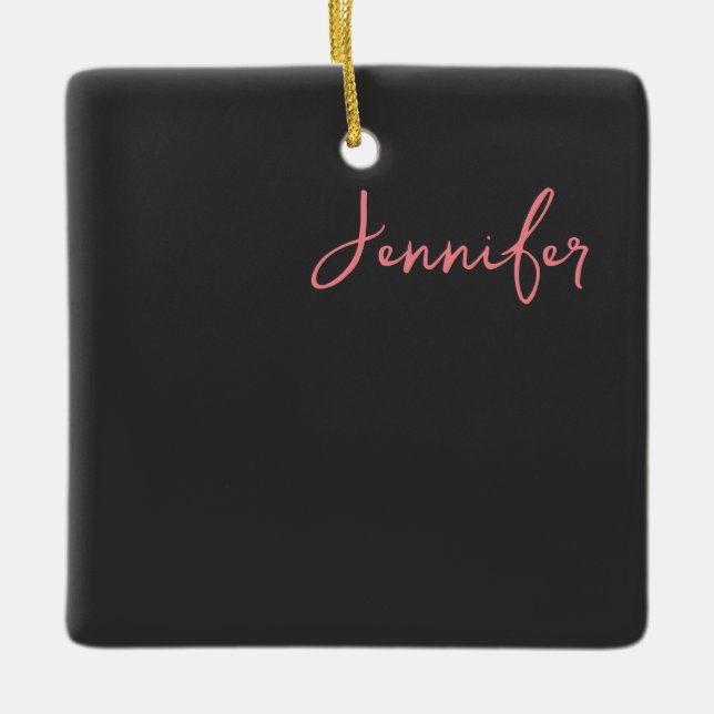 Professional Calligraphy Name Minimalist Plain  Ceramic Ornament (Front)