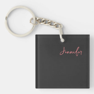 Professional Calligraphy Name Minimalist Plain Keychain