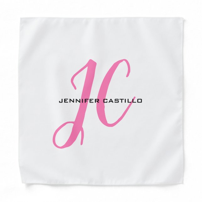Professional Calligraphy Script Monogram Girly Bandana (Front)