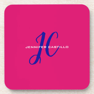 Professional Calligraphy Script Monogram Girly Beverage Coaster