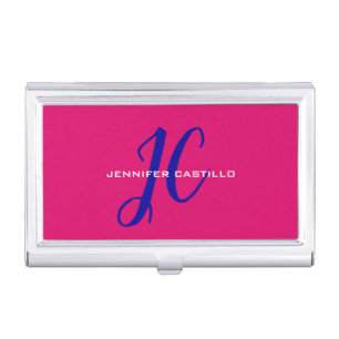 Professional Calligraphy Script Monogram Girly Business Card Case