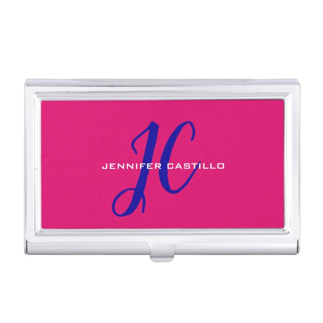 Professional Calligraphy Script Monogram Girly Business Card Case (Front)