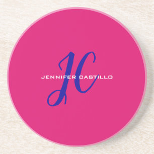 Professional Calligraphy Script Monogram Girly Coaster