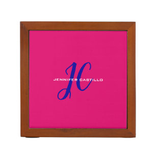 Professional Calligraphy Script Monogram Girly Desk Organizer