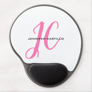 Professional Calligraphy Script Monogram Girly Gel Mouse Pad