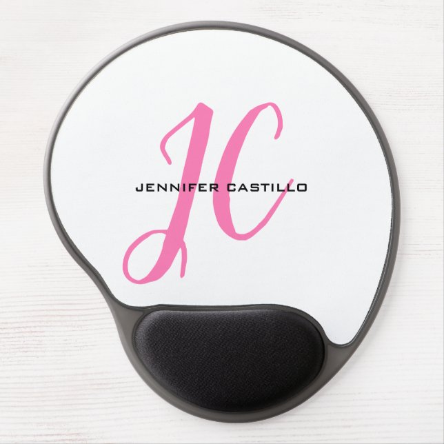 Professional Calligraphy Script Monogram Girly Gel Mouse Pad (Front)