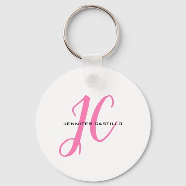 Professional Calligraphy Script Monogram Girly Keychain (Front)