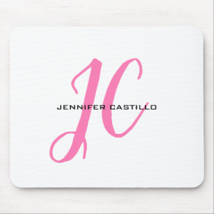 Professional Calligraphy Script Monogram Girly Mouse Pad