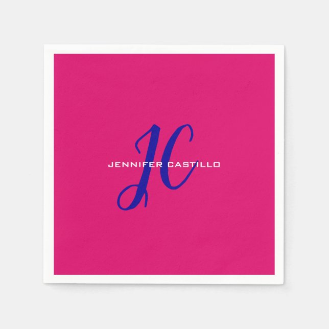 Professional Calligraphy Script Monogram Girly Napkins (Front)