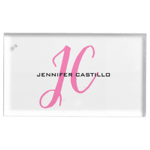 Professional Calligraphy Script Monogram Girly Place Card Holder