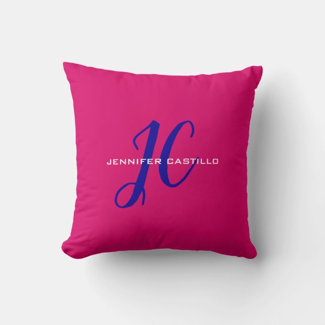 Professional Calligraphy Script Monogram Girly Throw Pillow (Front)