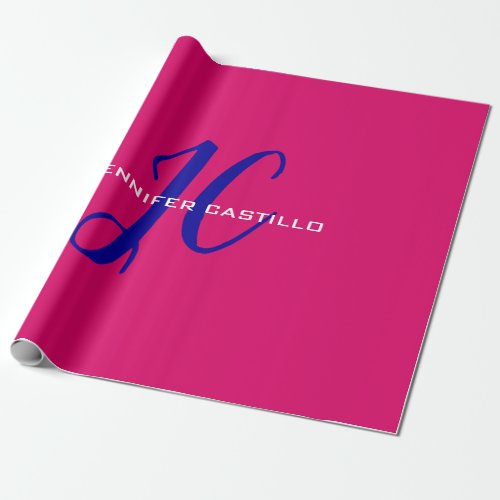 Professional Calligraphy Script Monogram Girly Wrapping Paper