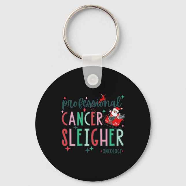 Professional Cancer Sleigher Oncology Nurse Christ Keychain (Front)