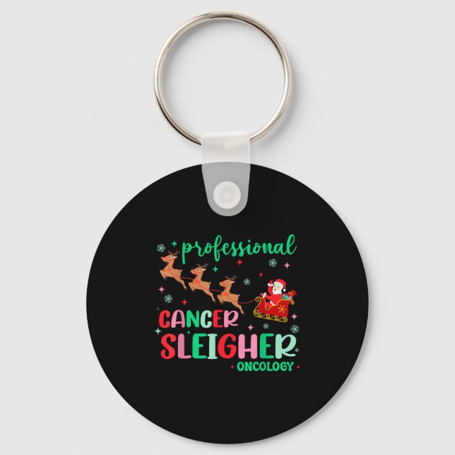 Professional Cancer Sleigher Oncology Nurse Christ Keychain (Front)