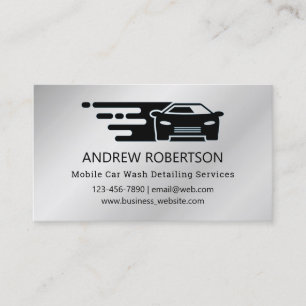 Professional Car Auto Detailing Faux Metallic Business Card