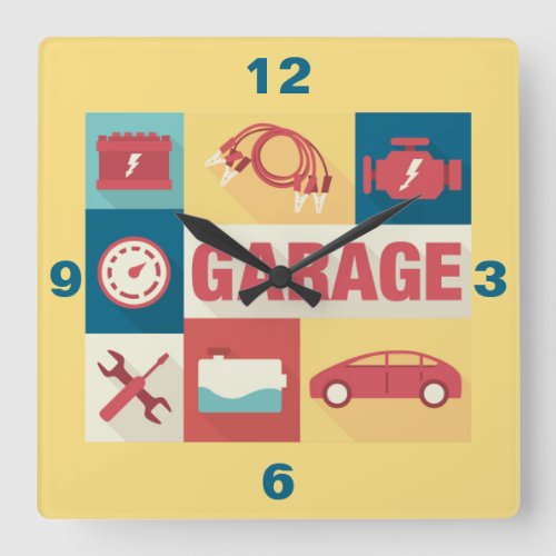Professional Car Repairman Iconic Designed Square Wall Clock