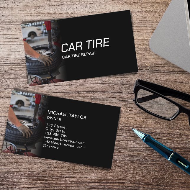 Professional Car Tire Repair Flat Tire Services Business Card (Creator Uploaded)