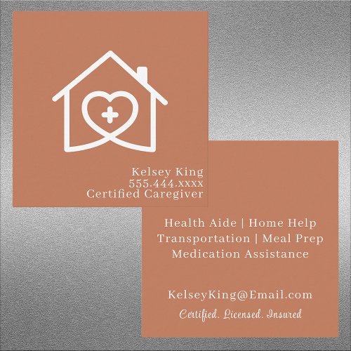 Professional Caregiver Home Help Square Business Card
